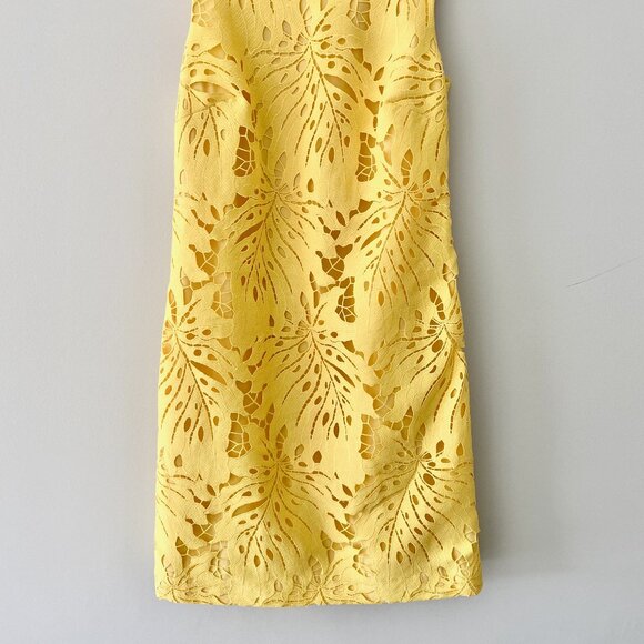 BANANA REPUBLIC Yellow Lace Dress - Size 4 - Picture 2 of 5
